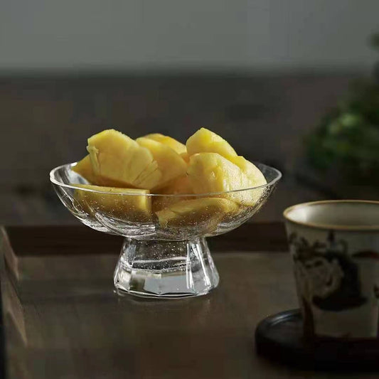 IwaiLoft 16cm 高台 トレー 丸い ガラス 皿 透明 お盆 おしゃれ 小皿 取り皿 取皿 足付き ガラス 水音 菓子皿  泡入り 気泡 ティートレー  ケーキトレー ガラス食器 豆皿 浅鉢 菓子 副菜 ケーキ 器 プレート 波紋 和食器 お家カフェ お皿 さら インテリア 小物入れ