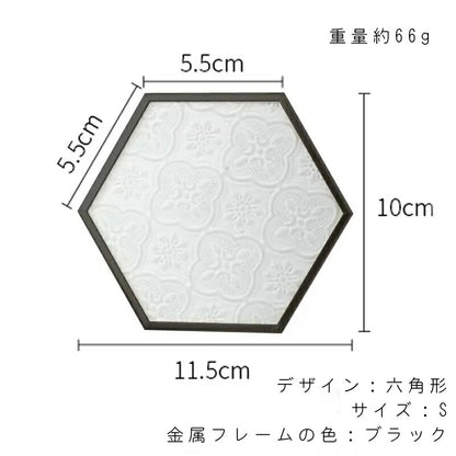 IwaiLoft  コースター ガラス フローラガラス 小さいトレー トレイ カフェトレー ティートレー  レトロ 真鍮 小物トレー アクセサリートレー 六角形 四角形 ガラス茶托 茶たく コースター 丸皿 菓子皿 おしゃれ アンティーク シンプル 和モダン ディスプレイ用 店舗什器