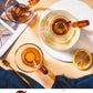 送料無料 IwaiLoft 北欧 琥珀 耐熱ガラス ティーポット ティーセット ガラス 急須 ガラス製ポット  ガラスマグ 紅茶 フルーツティー リーフティー 花茶 工芸茶 ハーフティー に 直火可 600mL