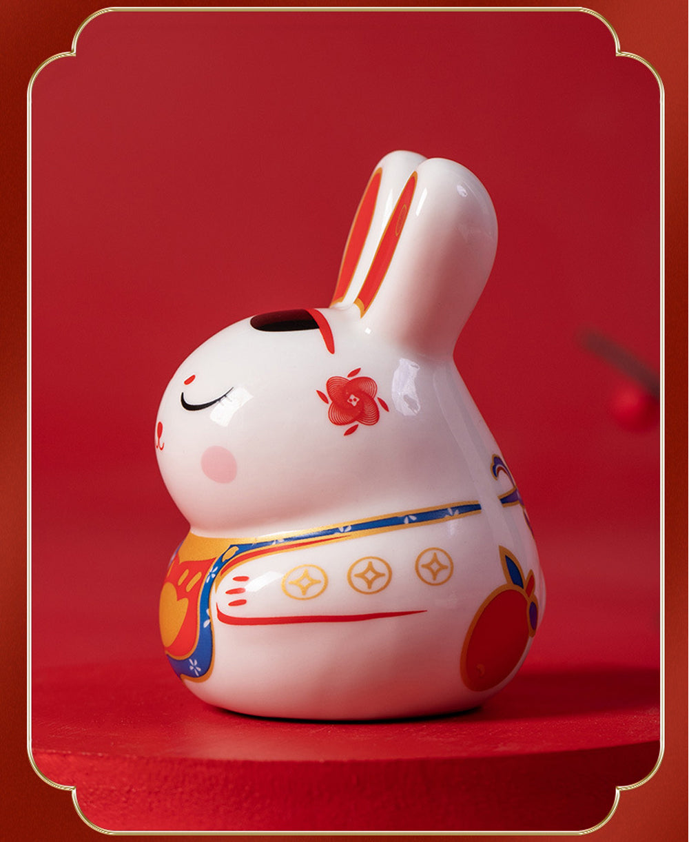 IwaiLoft 2023年 ウサギ 置物 陶器 手作り オブジェ かわいい 縁起物 工芸品 民芸 風水グッズ 風水アイテム 彫像 陶磁器 茶玩 茶ペット 子供 誕生日 プレゼント 縁起の良い干支グッズとして