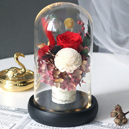 IwaiLoft 和風 プリザーブドフラワー ギフト 花束 バラ プレゼント 枯れないお花 ボトルフラワー 誕生日プレゼント・お祝い・発表会・贈り物に ガラスドーム 母の日 彼女 妻 プレゼント 誕生日 結婚祝い フラワー インテリア 縁起物