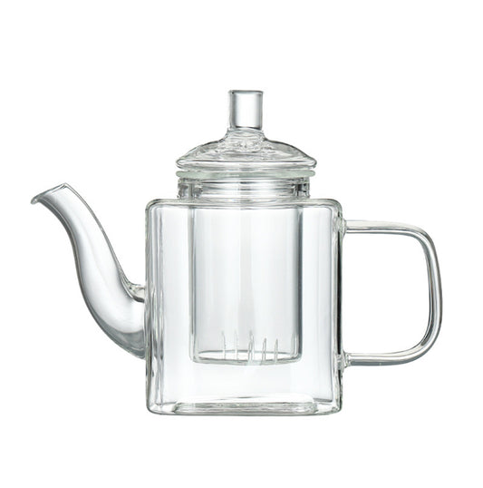 【直火可】IwaiLoft 四方 耐熱ガラス ティーポット 急須 茶こし付き ガラス製ポット 手作り ジャンピング 紅茶ポット お茶ポット ガラスポット 花茶 工芸茶 ハーフティー に ガラス急須  健康茶器 一人暮らし アフターティー お家ティータイム