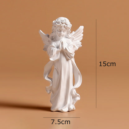 IwaiLoft エンジェル 天使像 ホワイト 白 オブジェ かわいい 縁起物 工芸品  彫像 おしゃれ 天使の置物 祈り 人形 インテリア雑貨 室内飾り 癒し グッズ エンジェルシリーズ 女の子 プレゼント 誕生日 お祝い 記念日 贈り物に
