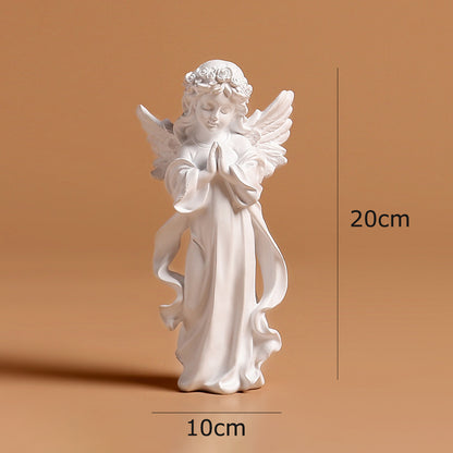 IwaiLoft エンジェル 天使像 ホワイト 白 オブジェ かわいい 縁起物 工芸品  彫像 おしゃれ 天使の置物 祈り 人形 インテリア雑貨 室内飾り 癒し グッズ エンジェルシリーズ 女の子 プレゼント 誕生日 お祝い 記念日 贈り物に