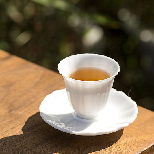 IwaiLoft 白磁 茶杯 2個セット 茶托付き 中国 台湾茶器 湯のみ 湯呑み お茶 カップ コップ 来客用 お茶用品 ティーウェア 中国茶器 台湾茶器 贈り物にも 食洗機対応 電子レンジ対応 80mL