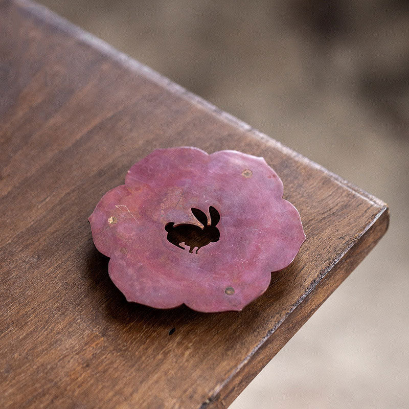 IwaiLoft コースター トレイ 銅 茶托 中国の伝統 月うさぎ 【送料無料】