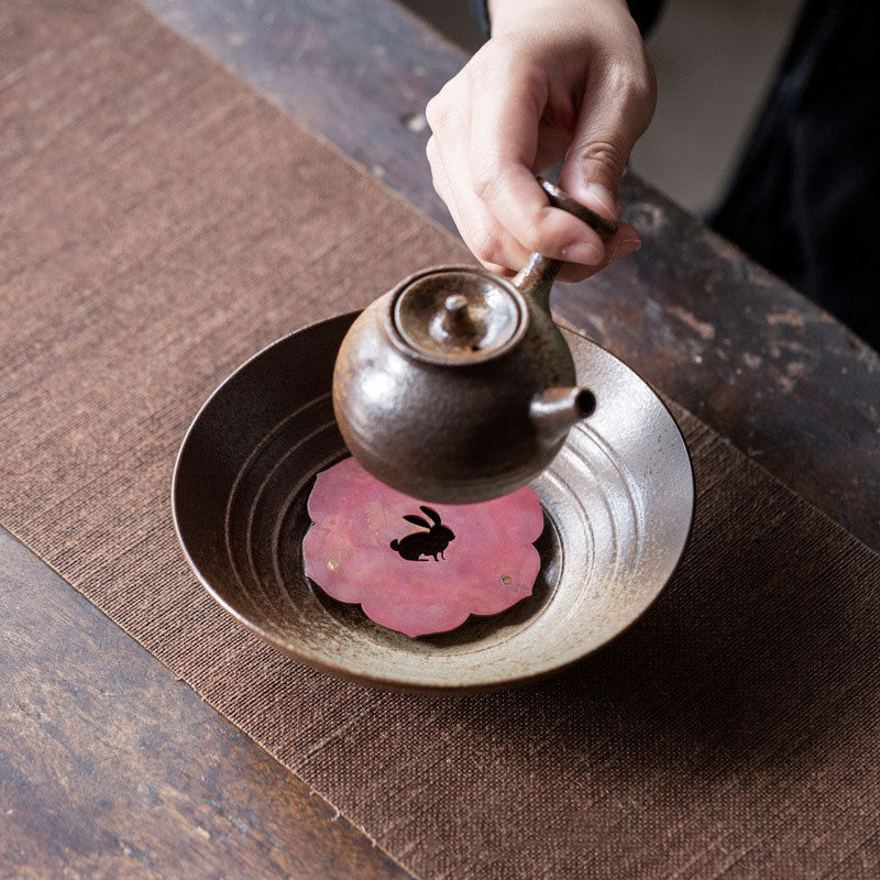 IwaiLoft コースター トレイ 銅 茶托 中国の伝統 月うさぎ 【送料無料】