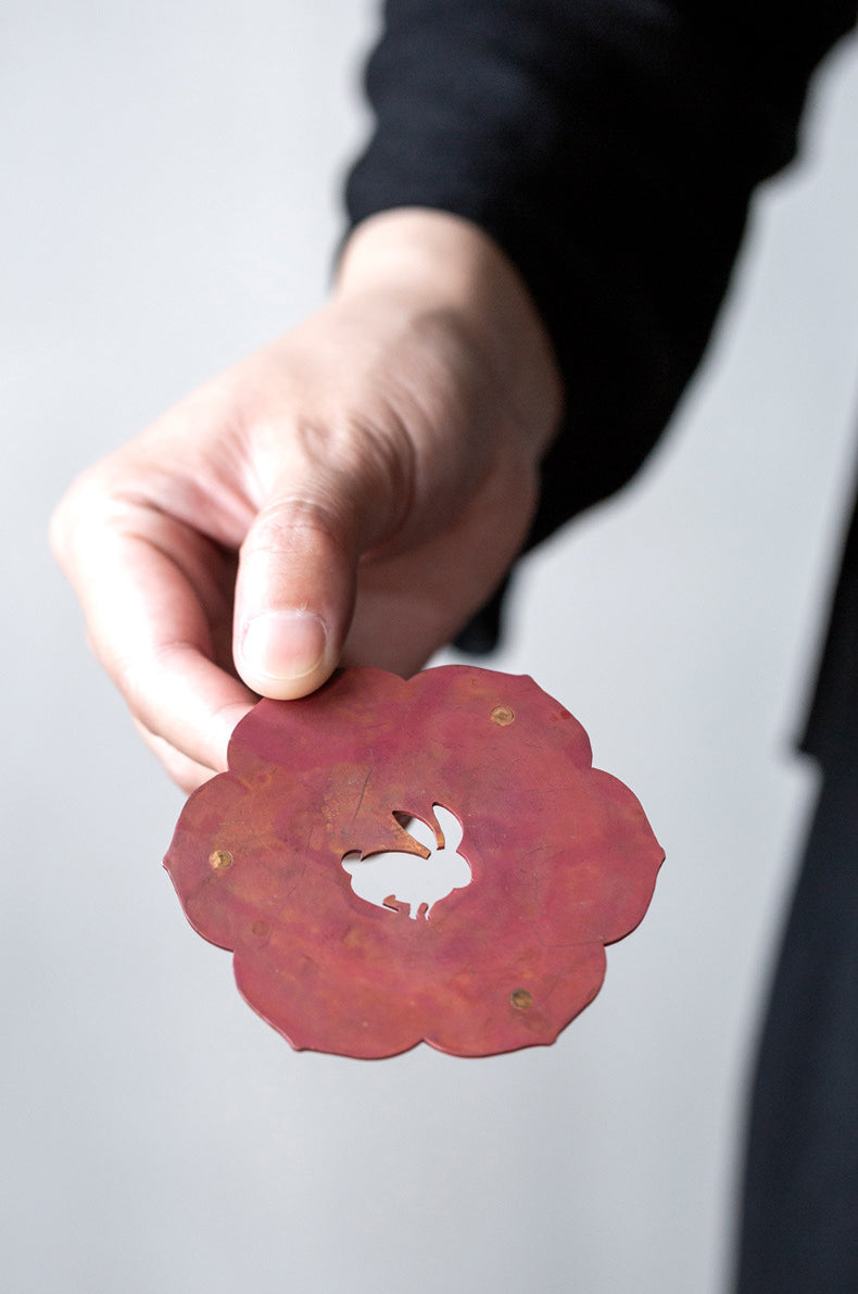 IwaiLoft コースター トレイ 銅 茶托 中国の伝統 月うさぎ 【送料無料】