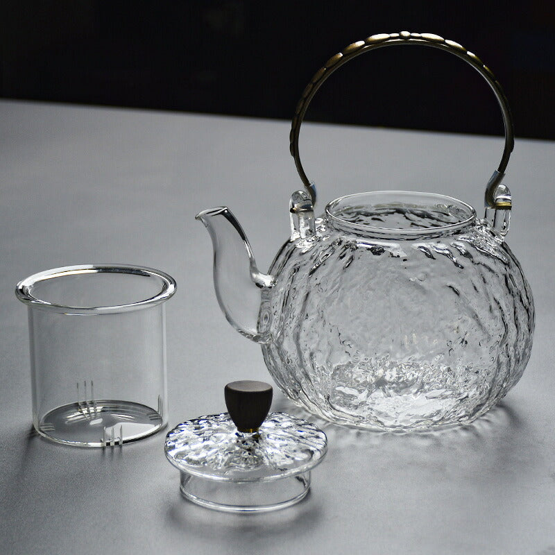 IwaiLoft 贅 耐熱ガラス ティーポット 茶こし付き ガラス製ポット 
