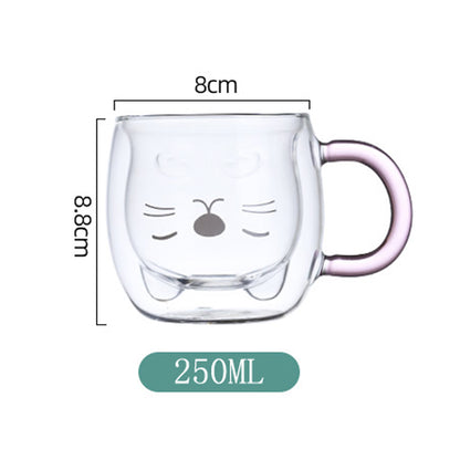 IwaiLoft Handmade Heat Resistant Glass Teapot with Tea Strainer Glass Pot Jumping Tea Pot Fruit Tea Leaf Tea Flower Tea Craft Tea Half Tea Direct Fireable Large Capacity IL-G1968 (Meow Cat, 600mL)