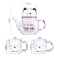 IwaiLoft Handmade Heat Resistant Glass Teapot with Tea Strainer Glass Pot Jumping Tea Pot Fruit Tea Leaf Tea Flower Tea Craft Tea Half Tea Direct Fireable Large Capacity IL-G1968 (Meow Cat, 600mL)