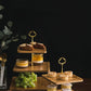IwaiLoft おしゃれで優雅なひととき ケーキスタンド ケーキスタンド ティースタンド 小さい アフタヌーンティー お菓子 プチケーキ おもてなし スイー 竹製